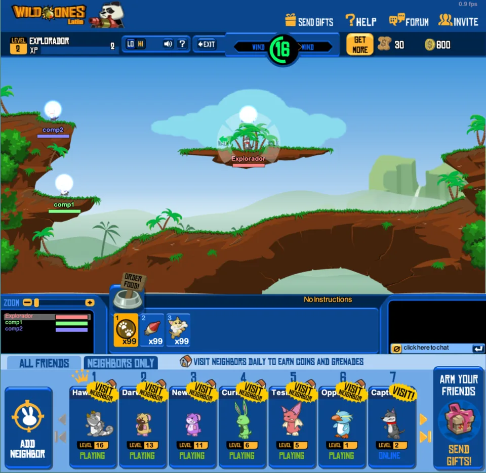 Partida de Wild Ones Latin en el mapa Critter Falls con mascotas sobre islas flotantes